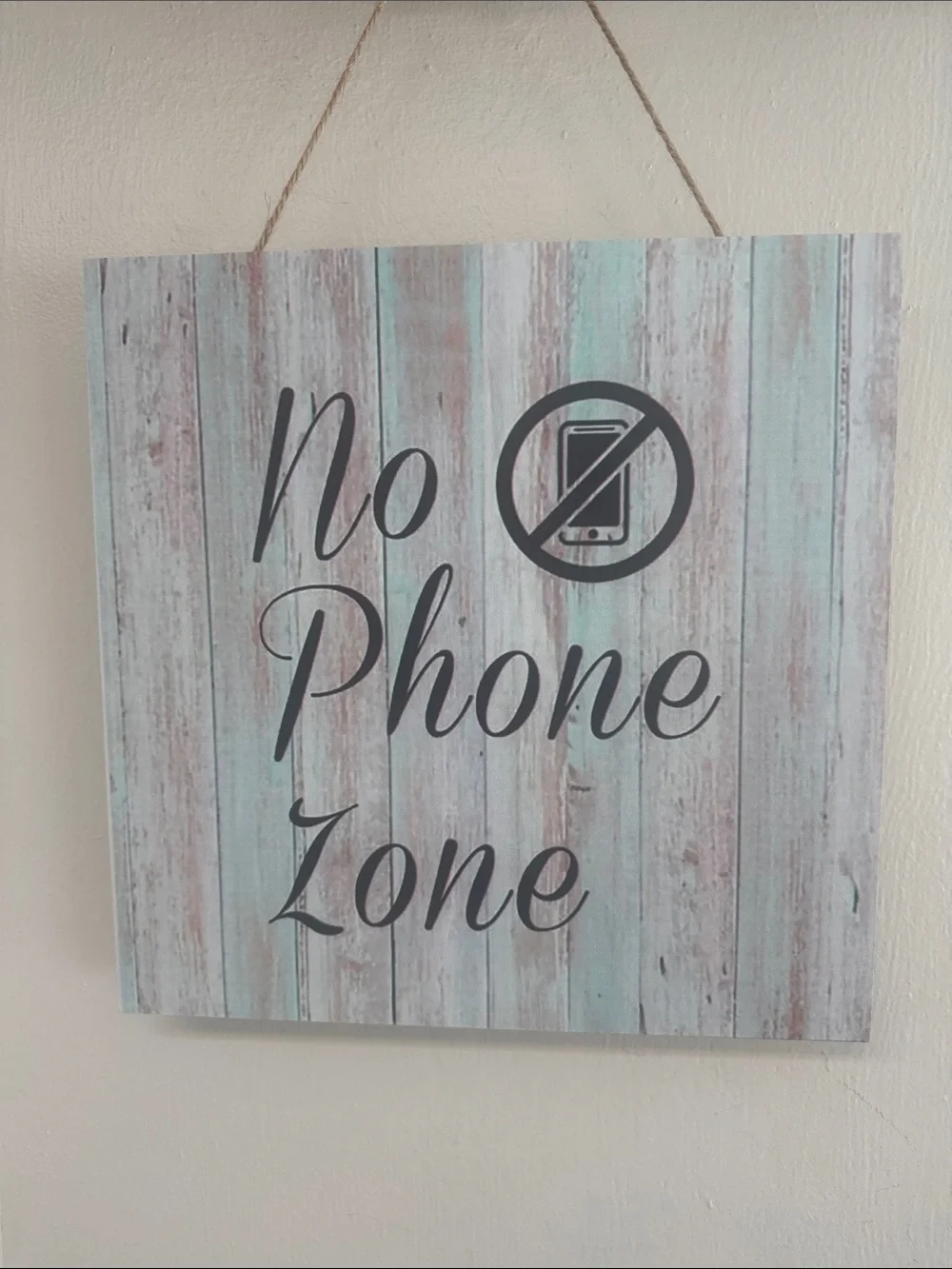 No Phone Zone Rustic Blue Wall Sign by